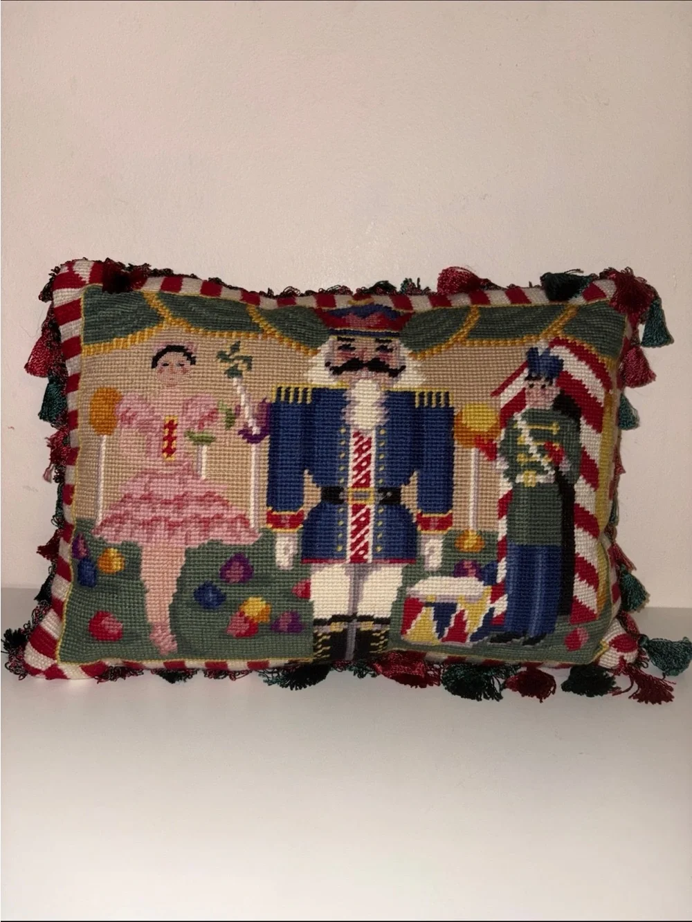 Handmade Nutcracker Holiday Throw Pillow - Multicolor